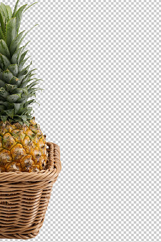 篮子菠萝新鲜菠萝水果PNG免抠摄影图