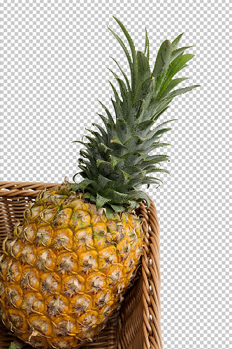 篮子菠萝新鲜菠萝水果PNG免抠摄影图