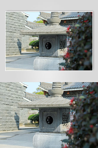 中式古风建筑古风石墩装饰摄影图片
