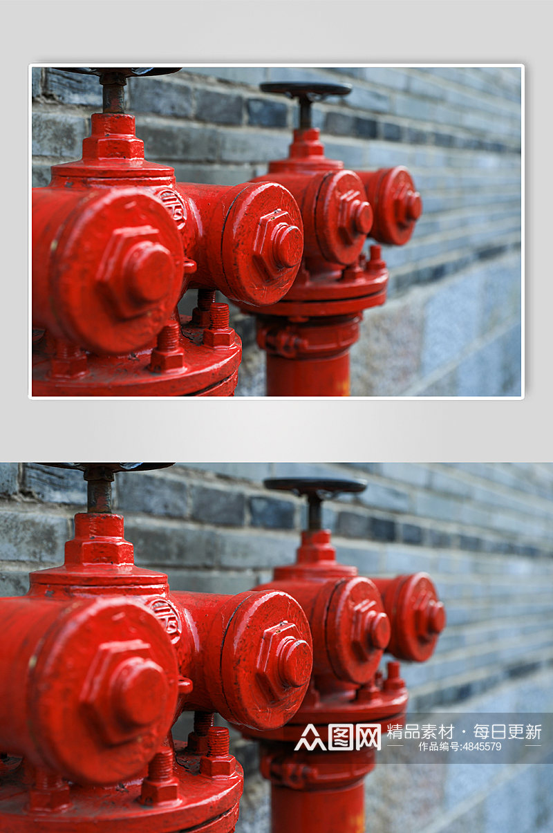 户外街道红色消防栓摄影图片素材