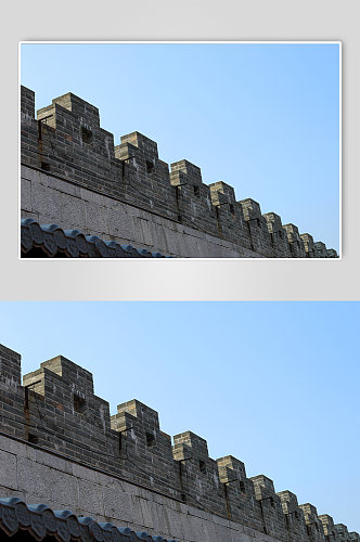 中式古风建筑古风石墙摄影图片