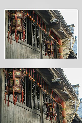 中式古风建筑古风屋檐窗户摄影图片