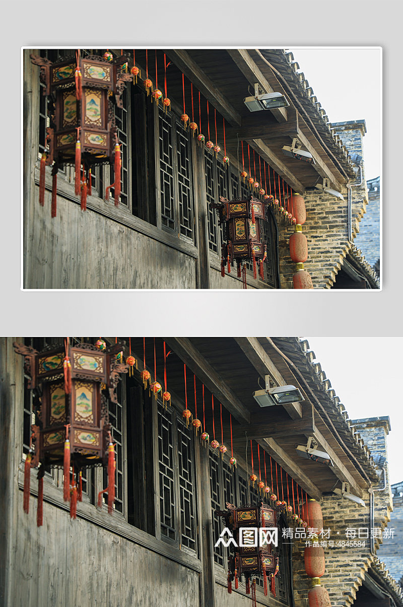 中式古风建筑古风屋檐窗户摄影图片素材