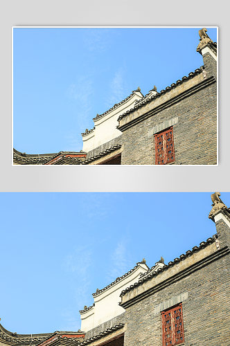 中式古风建筑古风屋檐窗户摄影图片