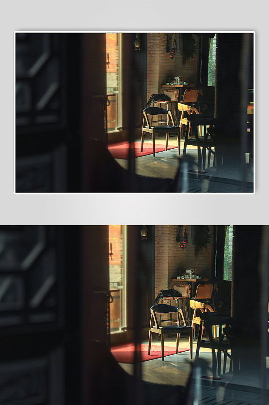 温馨小清新餐厅咖啡厅室内光影环境摄影图片