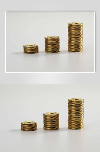 三叠铜币货币金融贸易摄影图片
