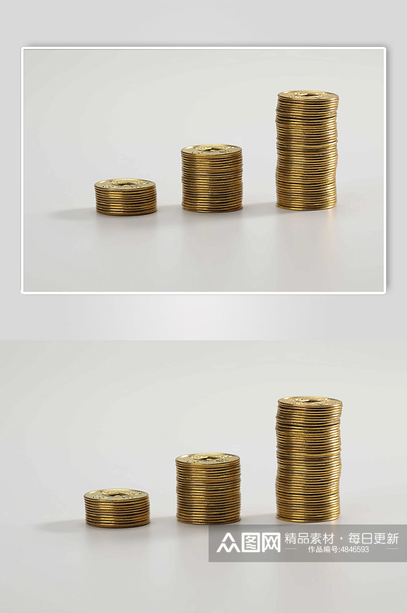 三叠铜币货币金融贸易摄影图片素材