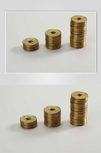 三叠铜币货币金融贸易摄影图片