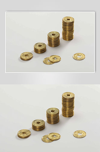 四叠铜币货币金融贸易摄影图片