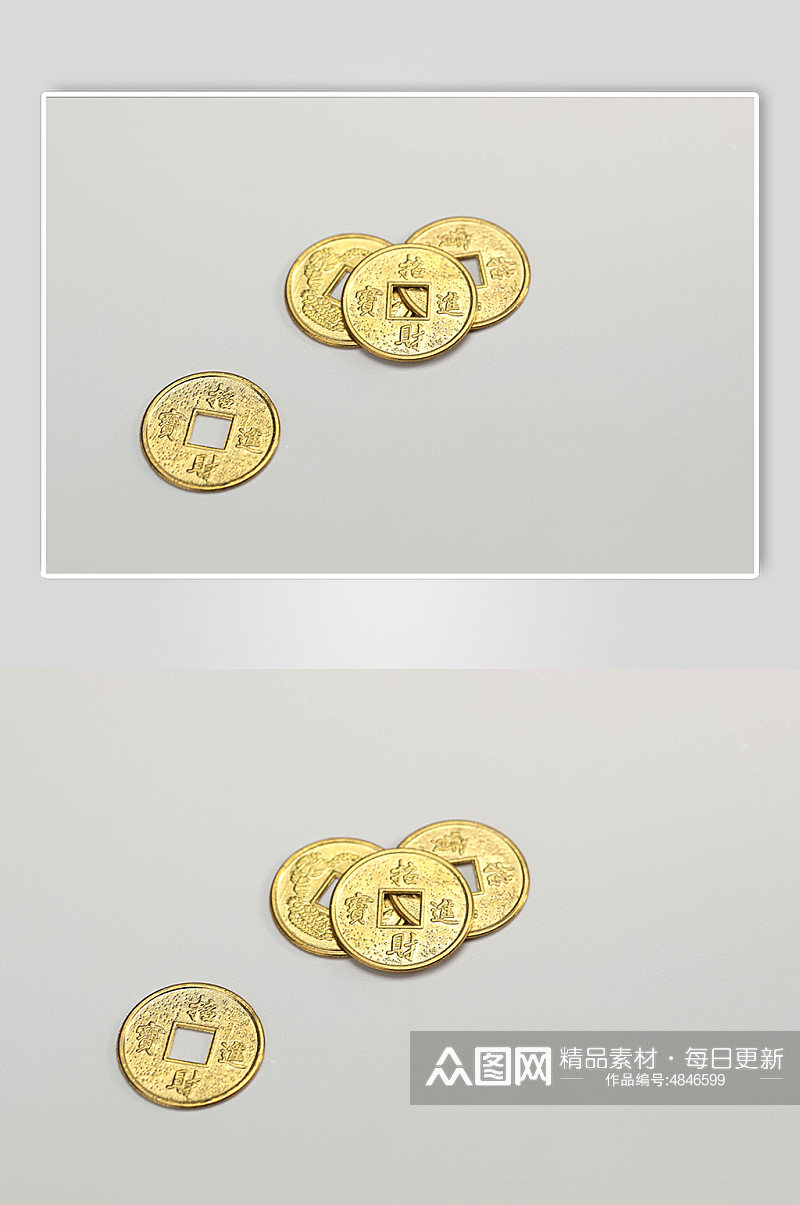 四枚铜币货币金融贸易摄影图片素材