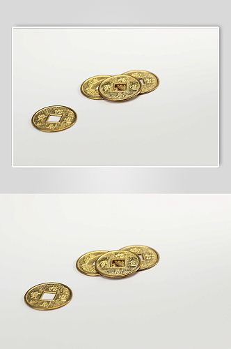 四枚铜币货币金融贸易摄影图片