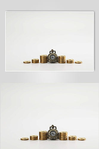 六叠铜币货币怀表金融贸易摄影图片