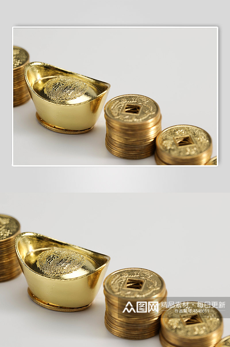 三叠铜币货币金元宝金融贸易摄影图片素材