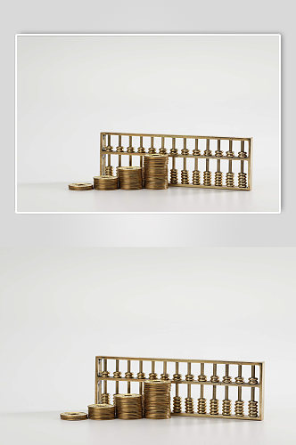 四叠铜币货币算盘金融贸易摄影图片