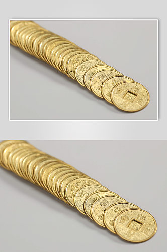 一排铜币货币金融贸易摄影图片