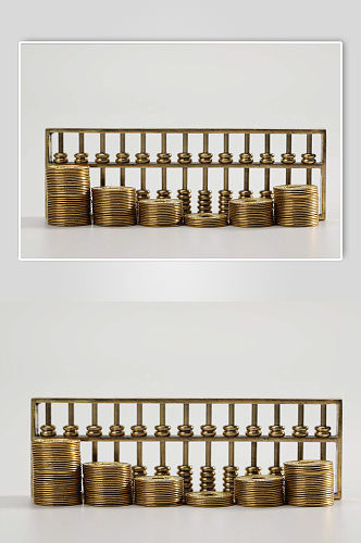 六叠铜币货币算盘金融贸易摄影图片