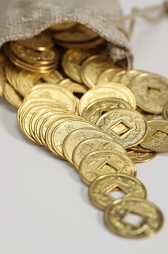一袋铜钱货币金融贸易摄影图片