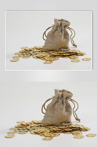 一袋铜币货币金融贸易摄影图片