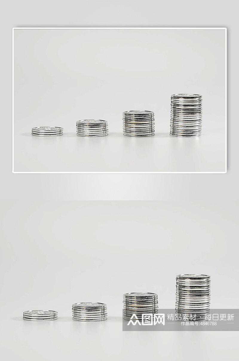 四叠银币货币金融贸易摄影图片素材