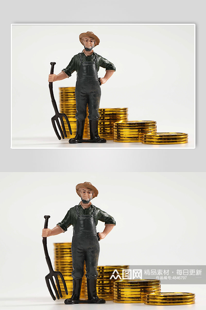 创意微缩小人货币堆金融贸易摄影图片素材