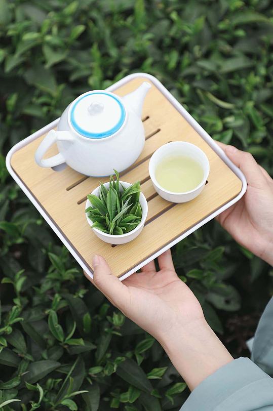 春季茶园沏茶茶文化茶叶特写人物摄影图片-众图网