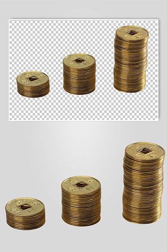 三叠铜币古币货币金融贸易PNG免抠摄影图
