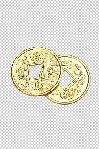 两枚铜币古币货币金融贸易PNG免抠摄影图