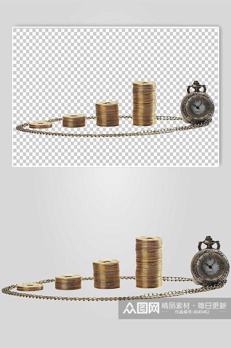 怀表铜币古币货币金融贸易PNG免抠摄影图素材