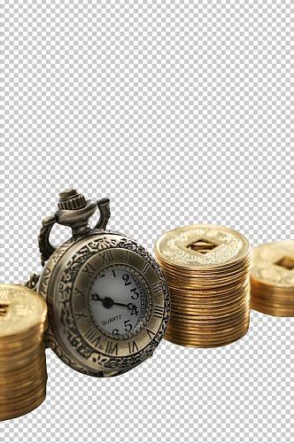 铜币古币货币怀表金融贸易PNG免抠摄影图