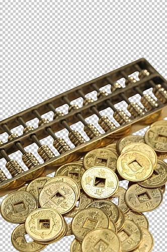 铜币古币货币算盘金融贸易PNG免抠摄影图
