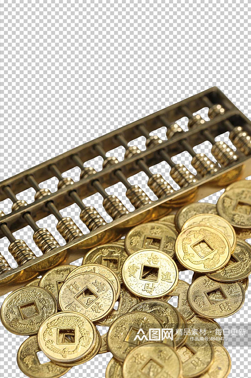 铜币古币货币算盘金融贸易PNG免抠摄影图素材