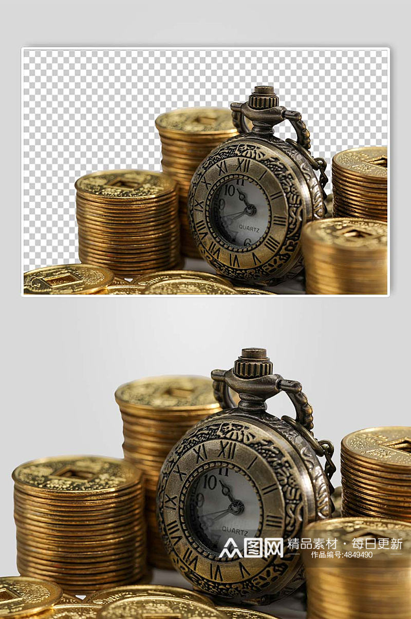 铜币古币货币怀表金融贸易PNG免抠摄影图素材