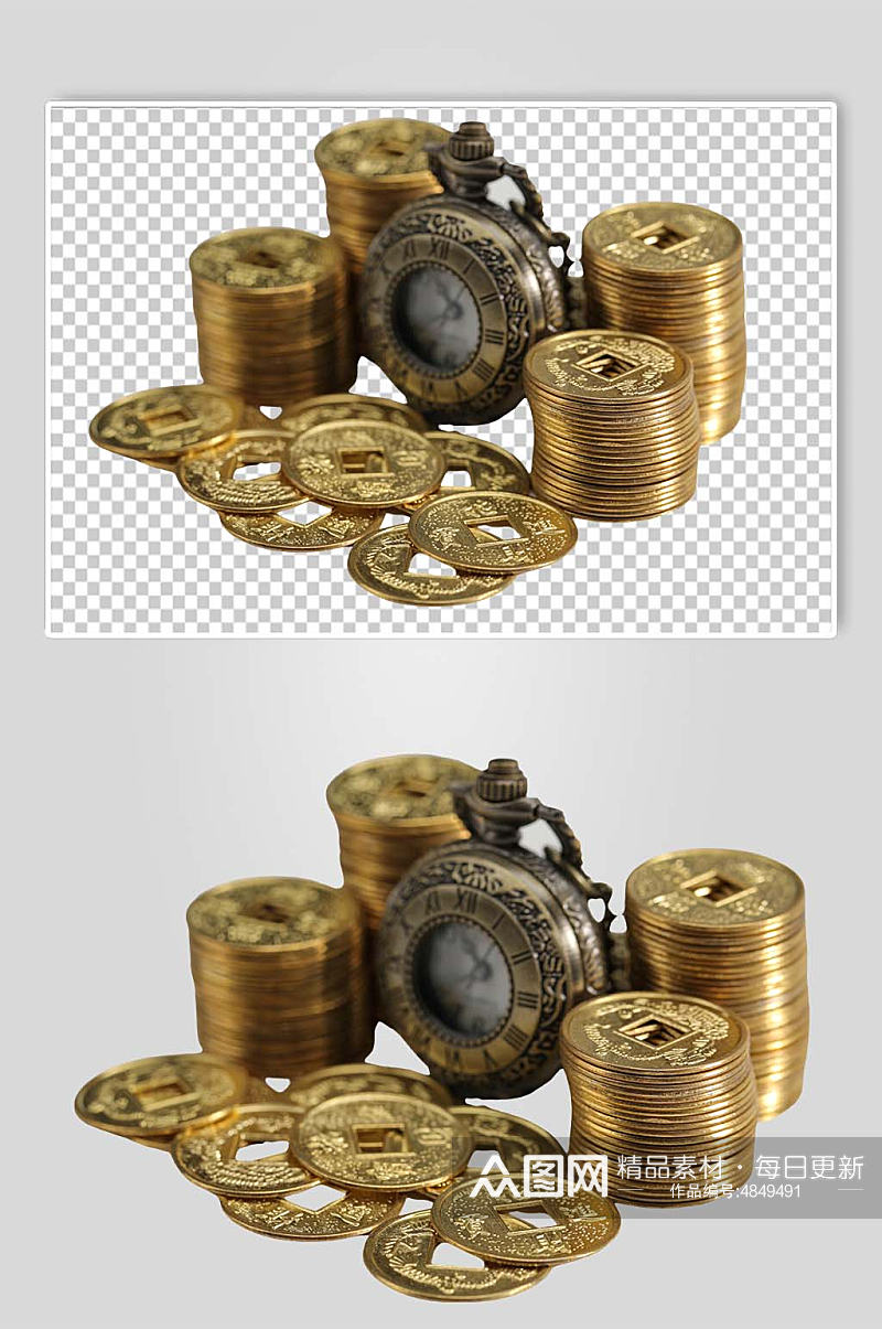铜币古币货币怀表金融贸易PNG免抠摄影图素材