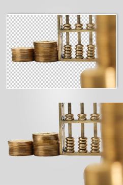 黄铜算盘金币货币金融贸易PNG免抠摄影图