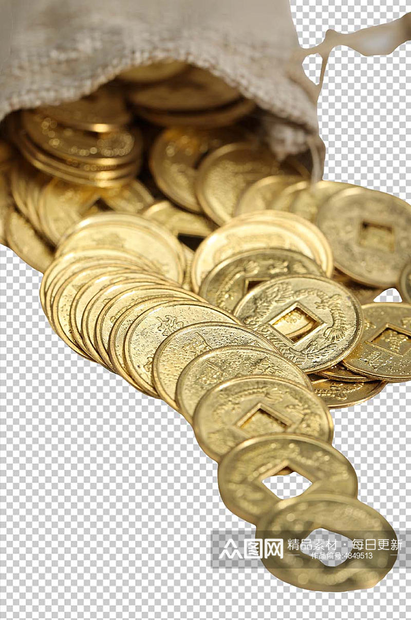 一袋子金币货币金融贸易PNG免抠摄影图素材