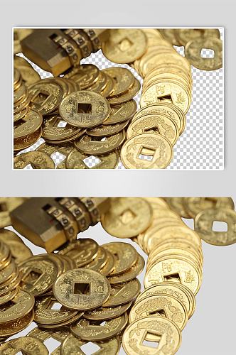黄铜锁金币货币金融贸易PNG免抠摄影图