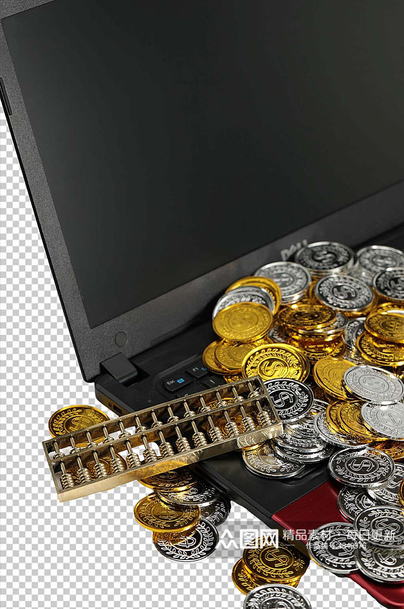 电脑算盘金币金融贸易PNG免抠摄影图素材