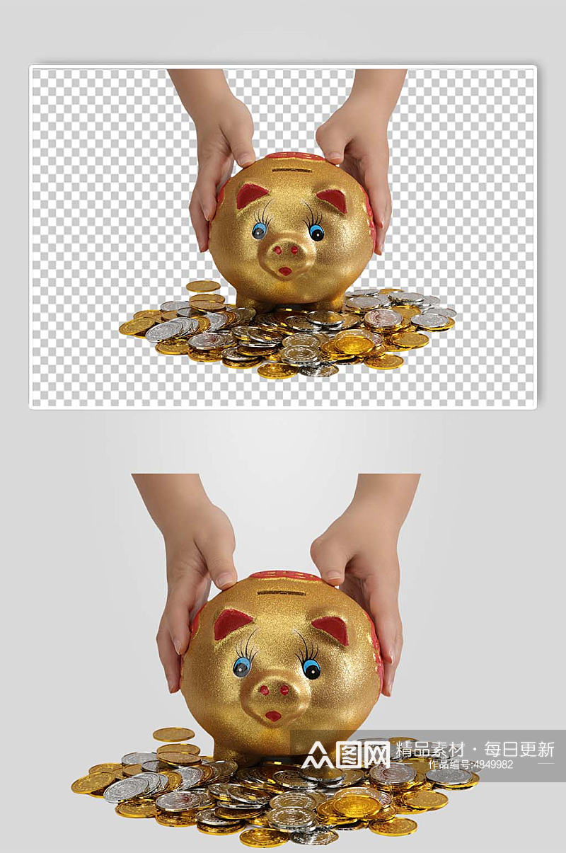 金猪存钱罐金币金融贸易PNG免抠摄影图素材
