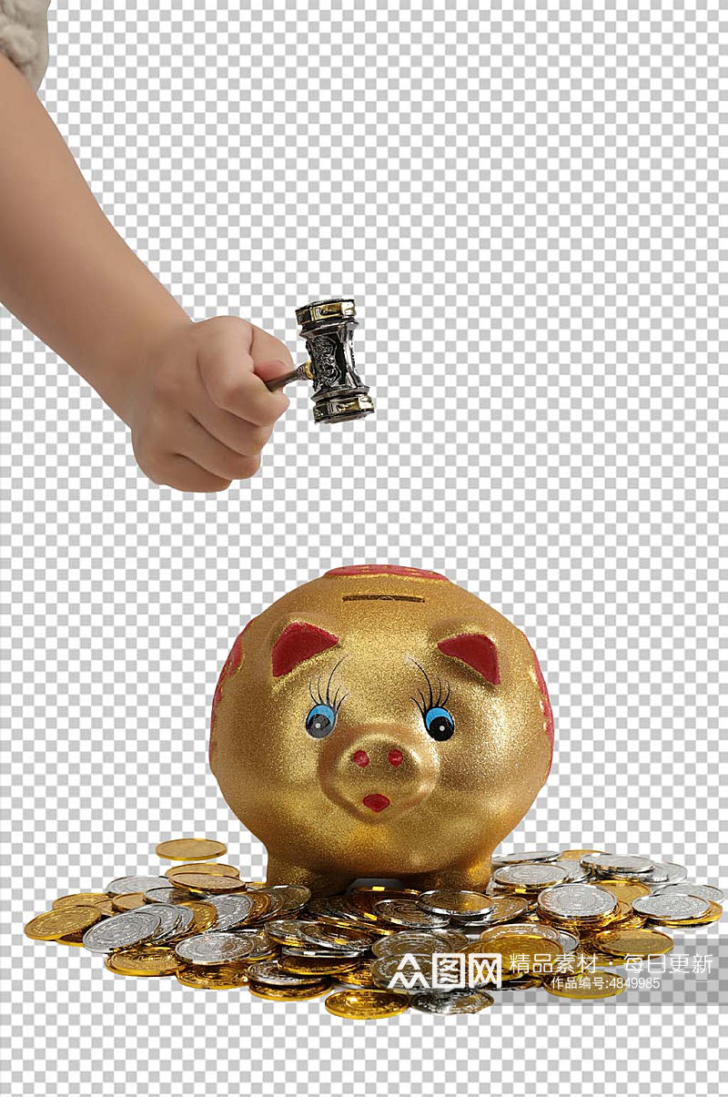 金猪存钱罐金币金融贸易PNG免抠摄影图素材