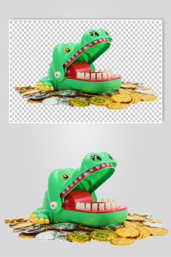 储蓄金融贸易鳄鱼玩具硬币PNG免抠摄影图