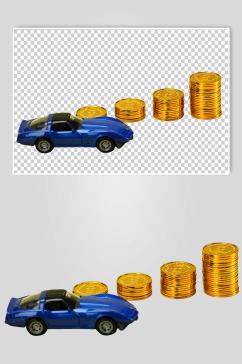 微距玩具汽车模型金币硬币PNG免抠摄影图