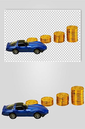 微距玩具汽车模型金币硬币PNG免抠摄影图