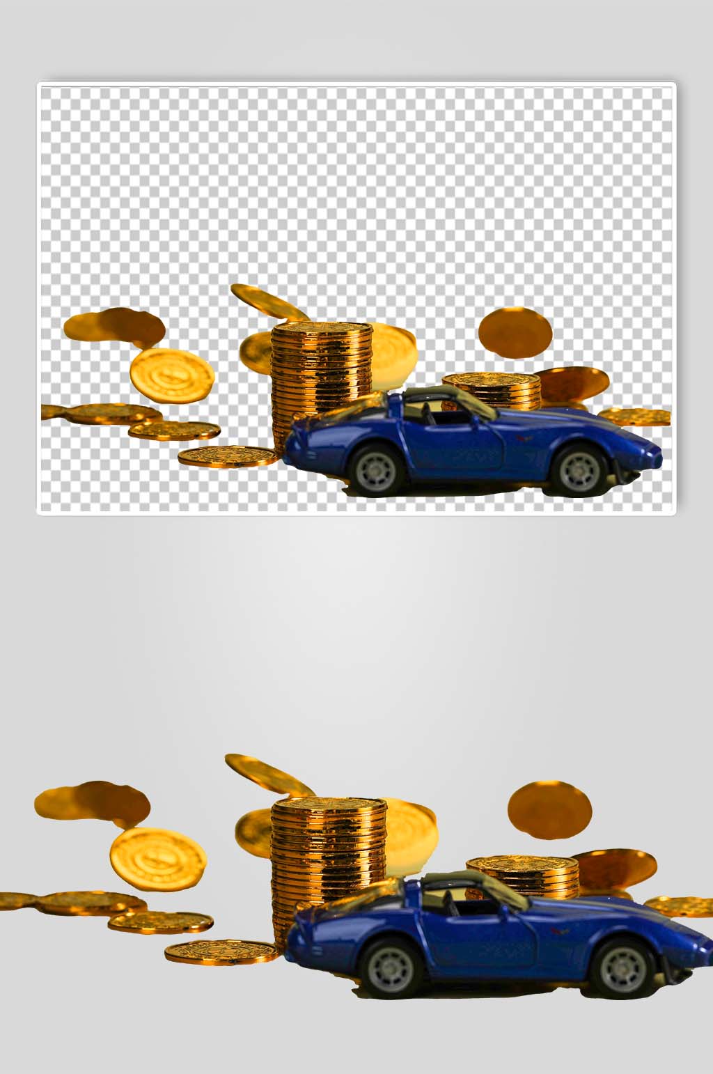 微距玩具汽車模型金幣硬幣PNG免摳攝影圖素材
