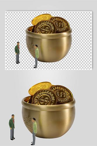 储蓄金融贸易聚宝盆PNG免抠摄影图