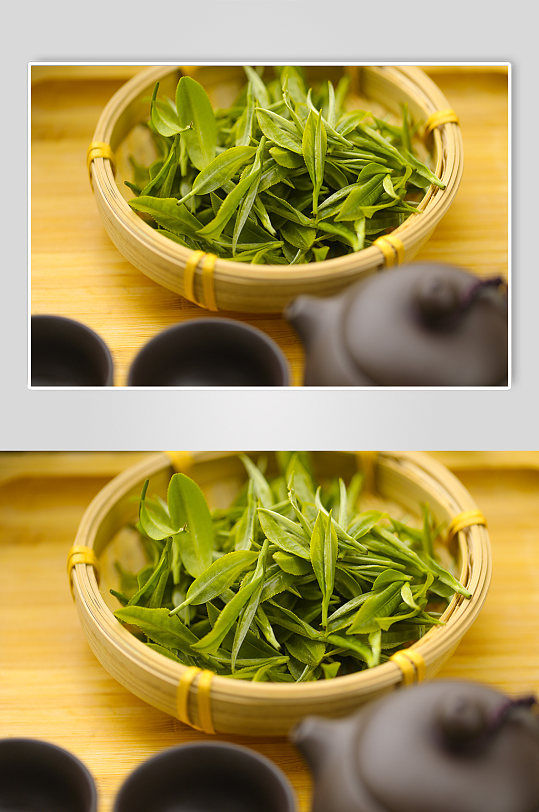 春季清新暖春绿色茶香茶具茶叶摄影图片