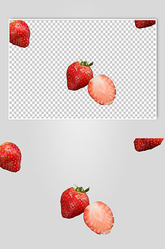 新鲜红色草莓切面水果PNG免抠摄影图
