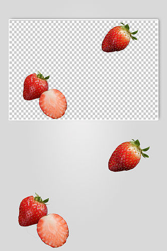 新鲜红色草莓切面水果PNG免抠摄影图