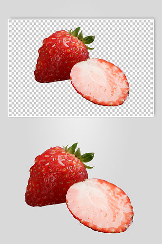 新鲜红色草莓切面水果PNG免抠摄影图