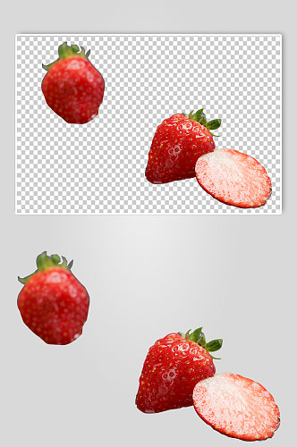 新鲜红色草莓切面水果PNG免抠摄影图