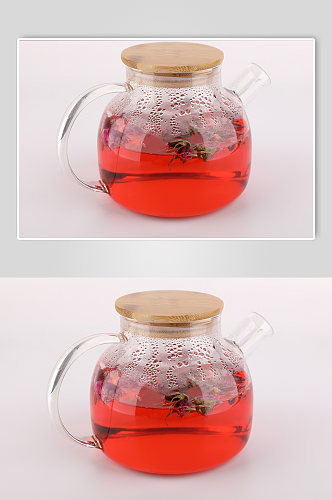 玻璃茶具玫瑰茶玫瑰花茶茶叶摄影图片